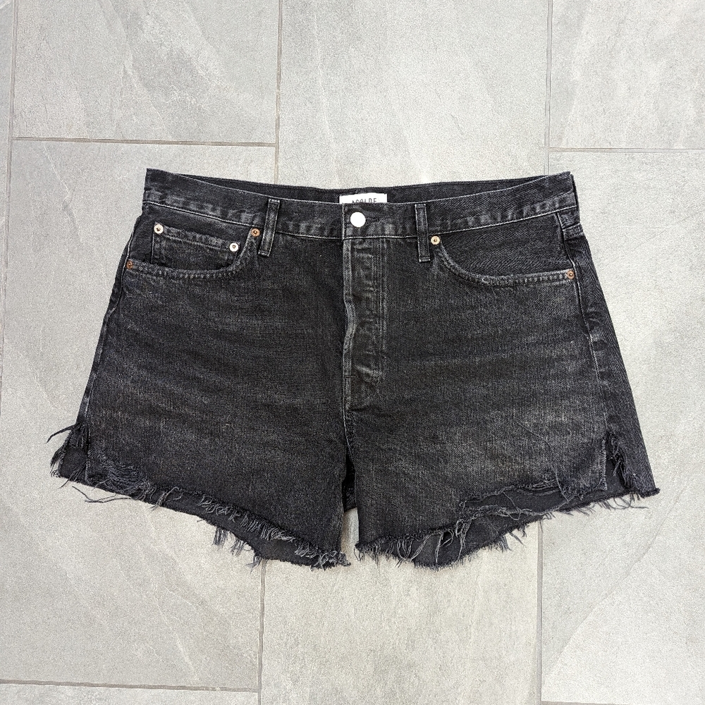 Agolde Parker long black denim short